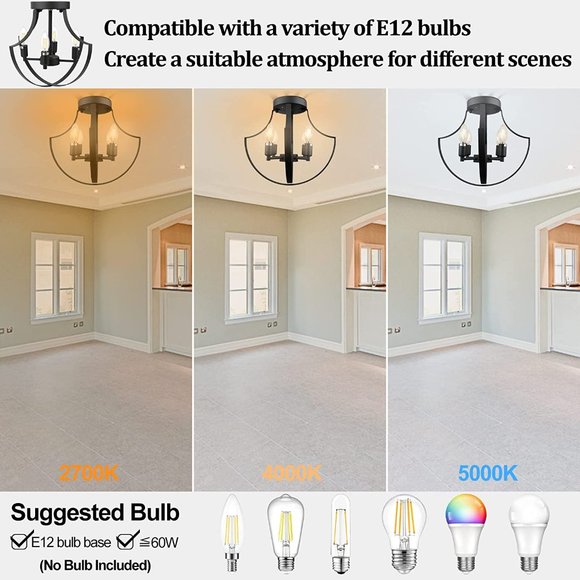 Semi Flush Mount Ceiling Light Fixture *NEW - Picture 5 of 7